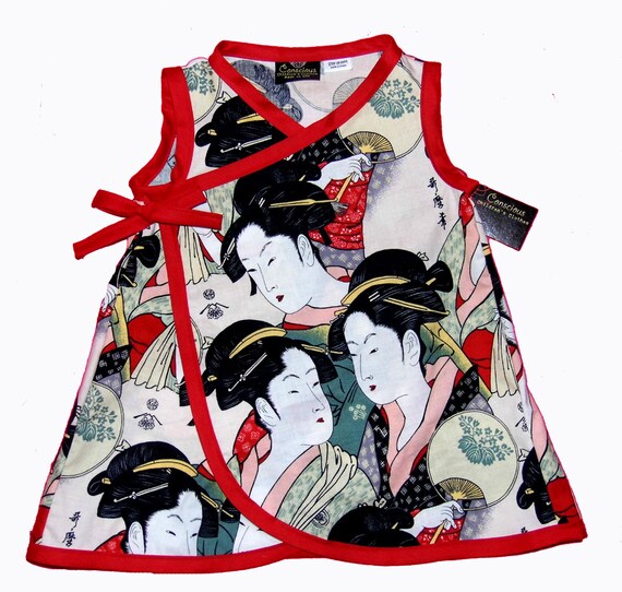 On SALE Geisha Kimono Japanese Clothing Baby Dress Red