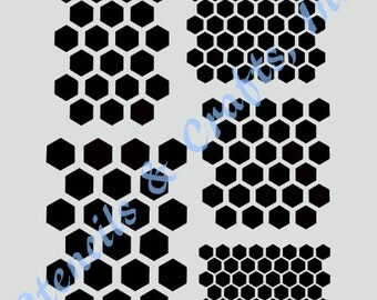 HONEYCOMB HEXAGON STENCIL 5 different shapes beehive pattern stencils template craft background scrapbook paint art templates pochoir new