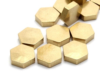 10 Raw Brass Hexagon Discs (10x3 Mm) D372