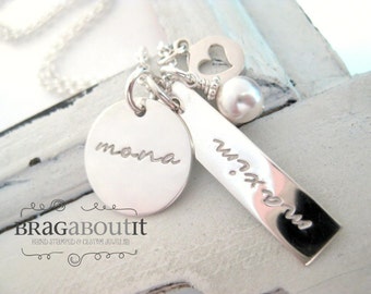 Hand Stamped Necklace . Hand Stamped Personalized Jewelry . Brag About It . My Loves