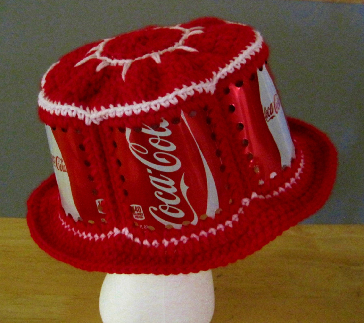 Crocheted Soda Can Hat CocaCola