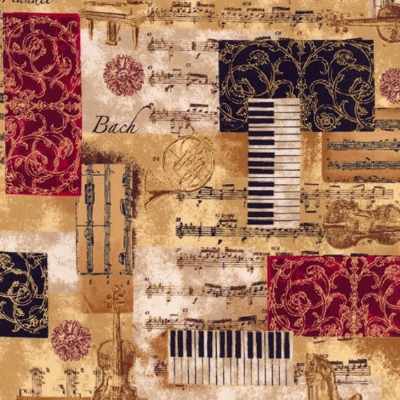1 Yards Music Piano Notes Fabric