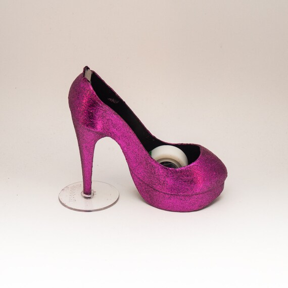 Glitter Hot Fuschia Pink High Heel Tape Dispenser by Princess Pumps