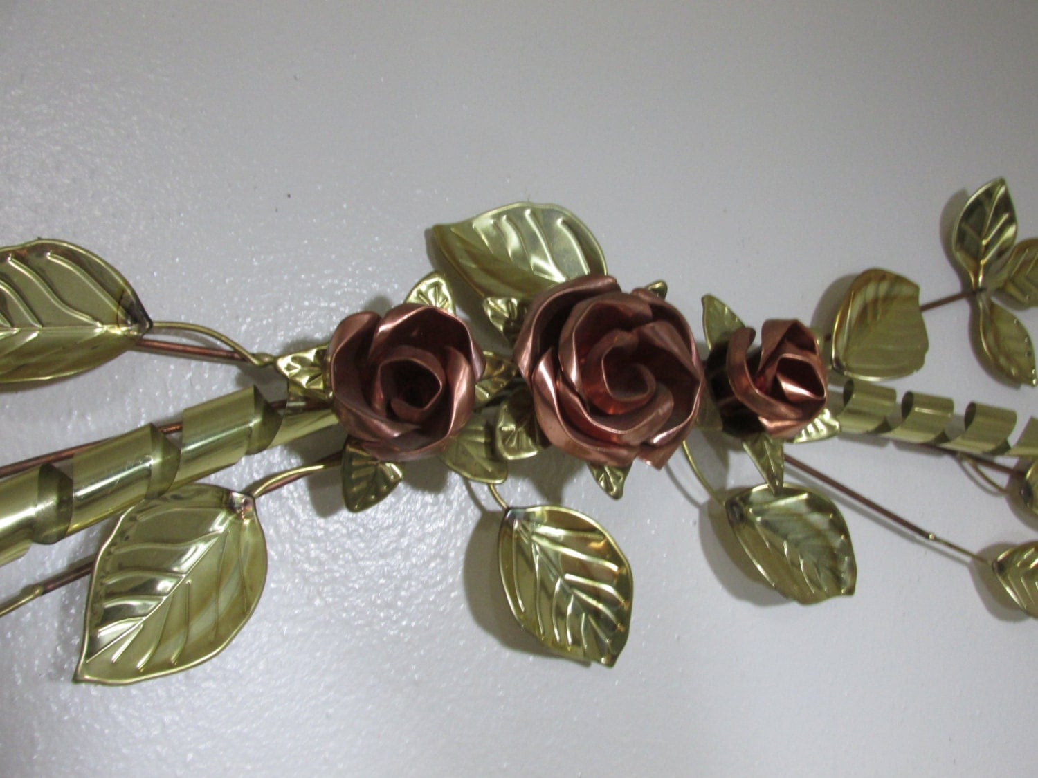Copper Flower Wall Decor Metal Rose Stem by LuRuUniques on Etsy