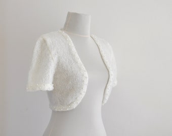 Exclusive Ivory Beaded Shrug Bolero Bridal Shrug Wedding Jacket Bridal Cardigan