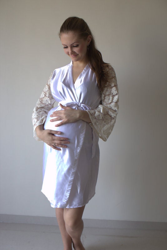 satin knee length robe