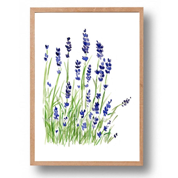 Lavender plant art print Lavender watercolor print purple