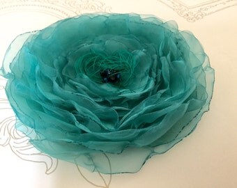 Big Jade green hair flower, Mermaid fascinator.