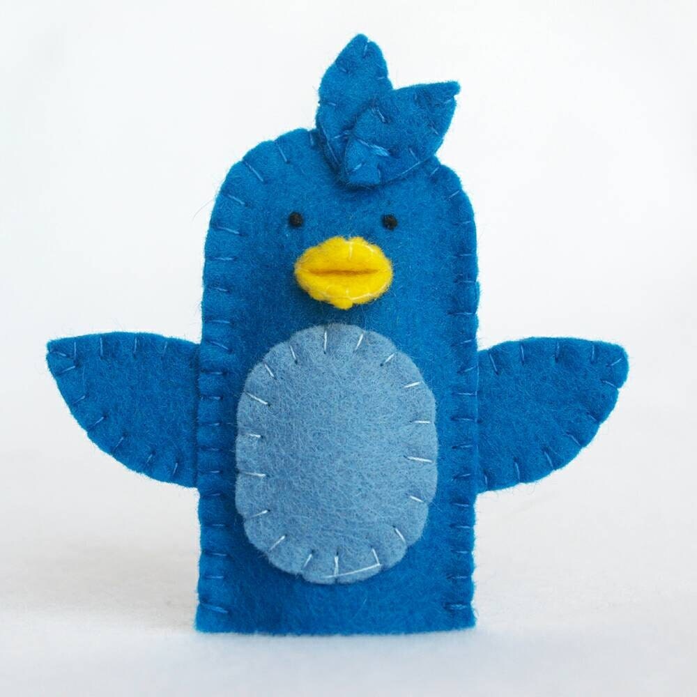Felt finger puppet bird blue jay animal puppet storytime