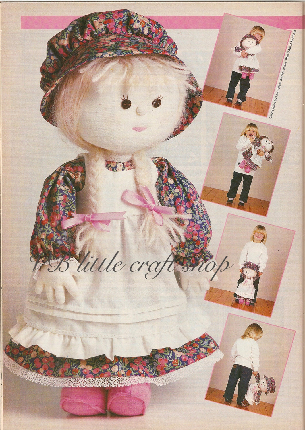 Adorable rag doll sewing pattern. Doll is 50cm tall. Instant