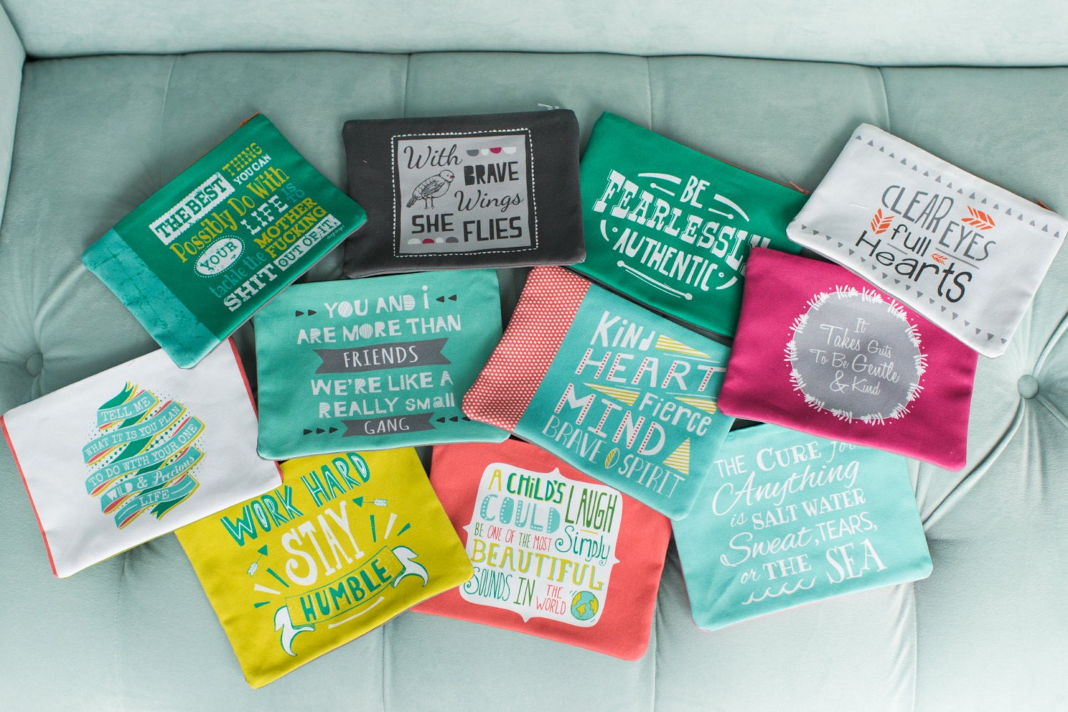 inspirational quote zipper bag