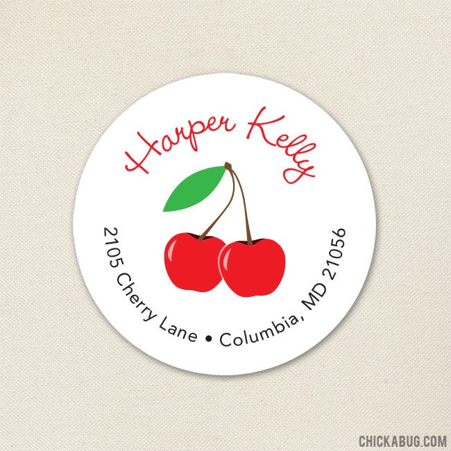 Cherry Address Labels / Cherries Address Labels Sheet of 24