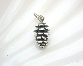 Sterling Silver Pinecone Charm - Add On - Pine Cone