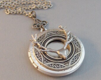 Stag,Deer,Deer Locket,Silver Locket,Silver Necklace,Deere,Dear,Silver,Woodland,Antique Locket.Deer Necklace,Deer valleygirldesigns.
