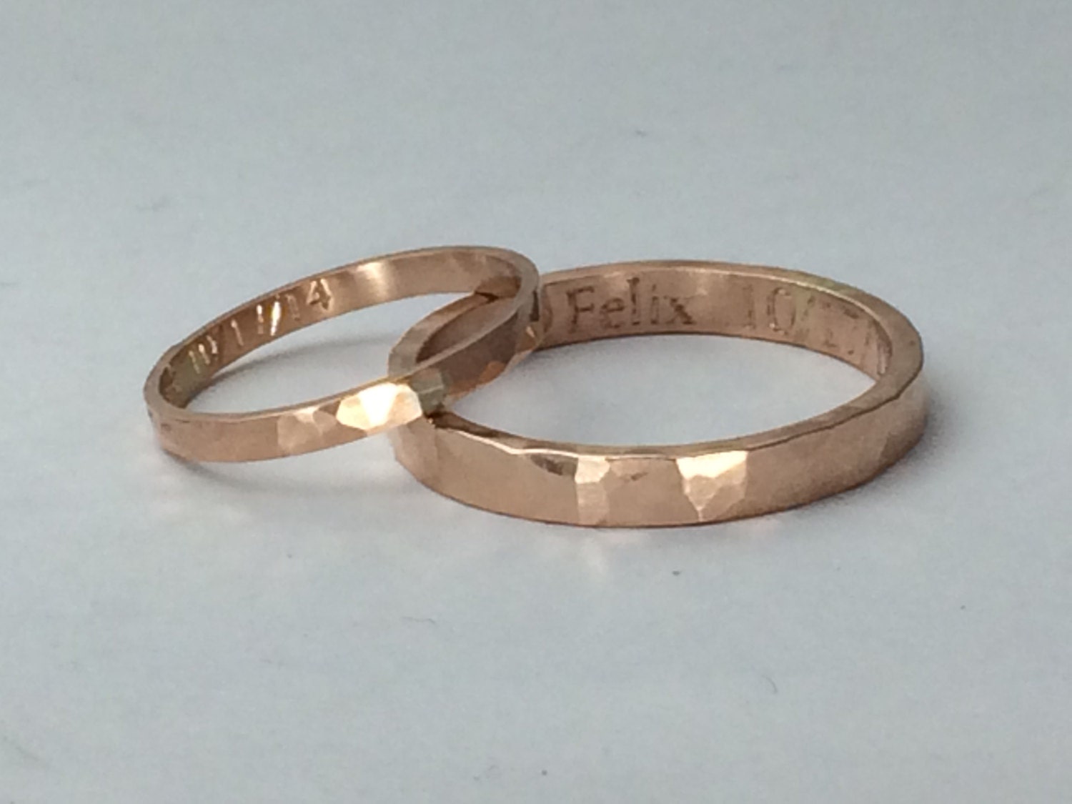 Rose Gold Wedding Band Set His And Hers 10kt Gold Hammered   Il Fullxfull.791240775 7ye0 