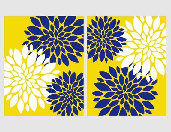 Items similar to Yellow Navy Wall Art Nursery Wall Art Flower Burst ...