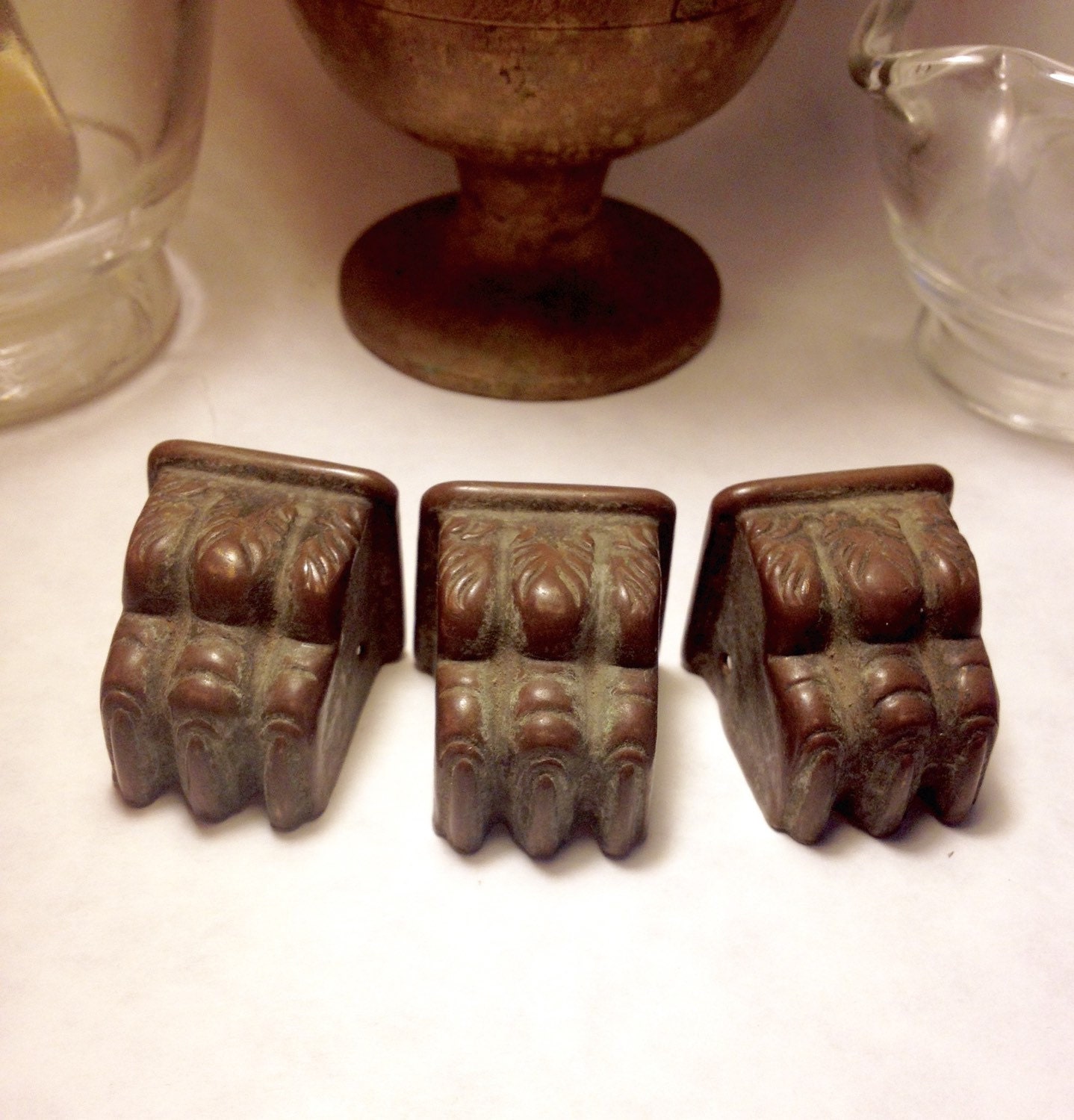 Antique Brass Claw Foot Caps for Furniture set of by cityinthesky