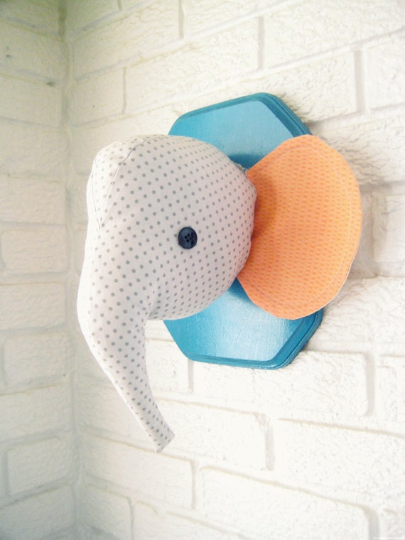 plush elephant head wall mount