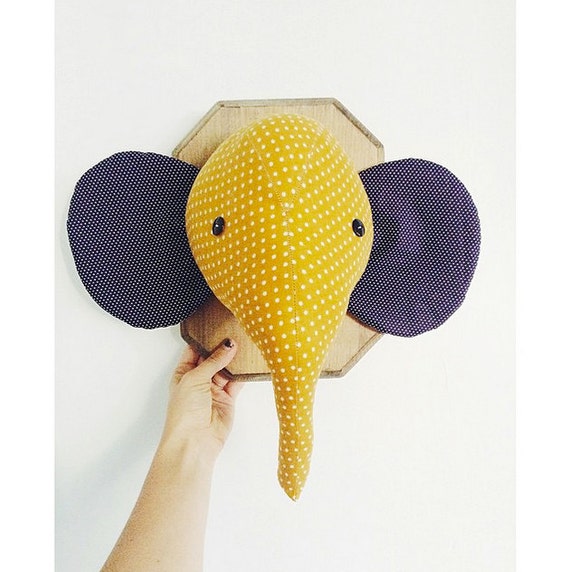 plush elephant head wall mount