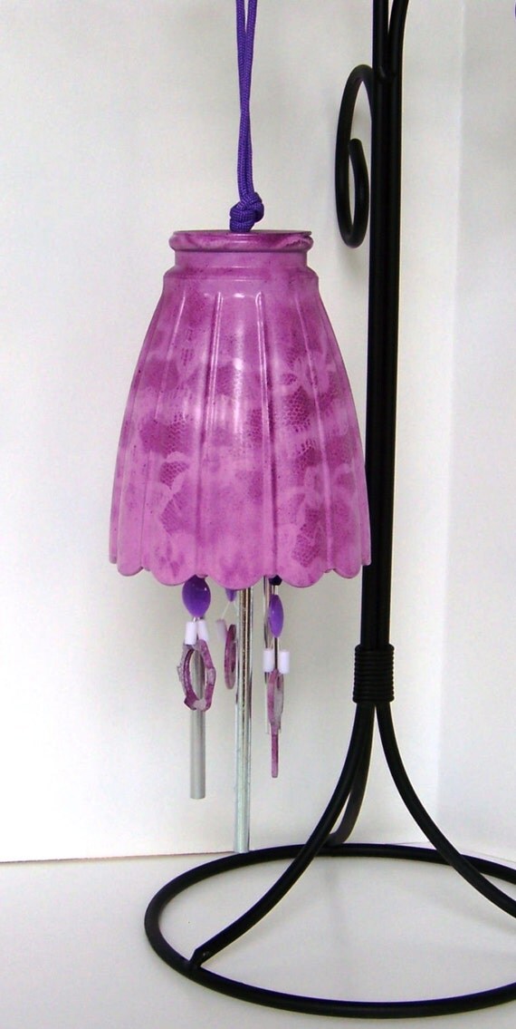 Light Purple Glass Shade Windchime Globe Wind Chime Light Purple Glass Shade Windchime Globe Wind Chime Repurposed Keys Upcycled Patio Decor