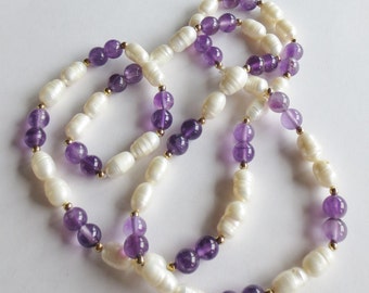 FRESHWATER PEARL and AMETHYST Necklace -