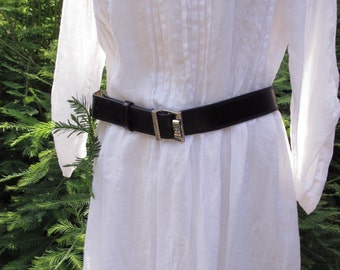 Vintage Betsey Johnson Belt Size Large Women's Black with Silver Buckle 1980s - 1990s Wide Black Belt Vintage Belt