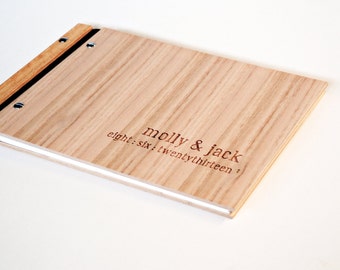 Wedding Album. Custom Engraved Wood Guest Book. Wedding Guest Book. Engagement Gift. Bridal Shower