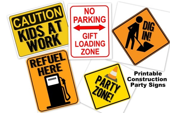 Slobbery image pertaining to free printable construction party signs Adorable image regarding free printable construction party signs