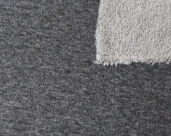 Black Heathered French Terry Knit Sweatshirt Fabric, 1 Yard