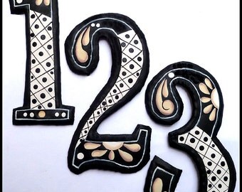 1 House Number - 71/2" Hand Painted Metal Address - Haitian Recycled Steel Drum - Decorative House Numbers - Metal Yard Art - AD-200-7-TN