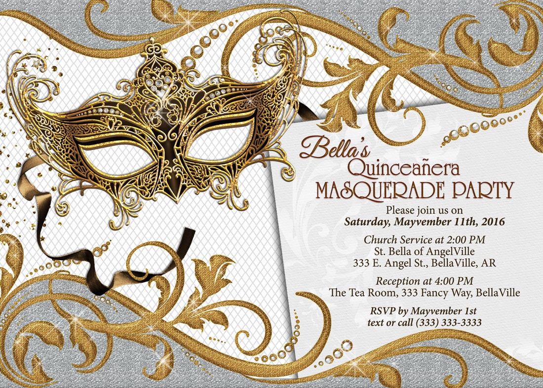 Masquerade Party Masquerade Invitation Mardi Gras Party