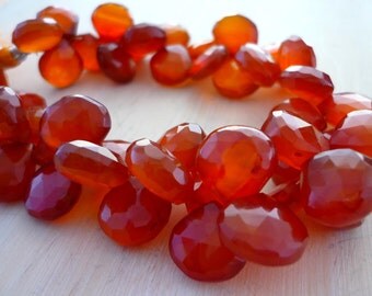 Rust chalcedony faceted briolette beads 10-11mm set of 6