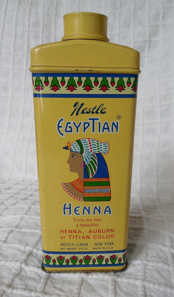 Vintage NESTLE Egyptian Henna Art Deco Lithographed Tin Hair
