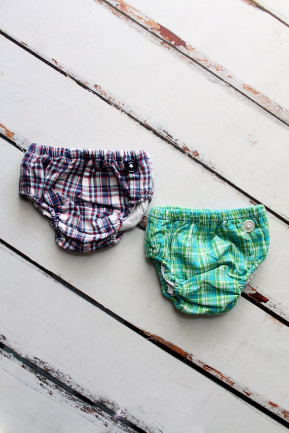New Baby Boy Swim Diaper Cover. Plaid Swimsuit. Teal, Green Plaid OR Royal, Navy, Baby Blue & Red Plaid. Summertime Fun Vacation Photo Prop by ChicCoutureBoutique