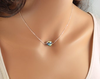 Abalone Choker Necklace, Sterling Silver or Gold Jewelry, Paua Shell, Simple Necklace, Beach Jewelry, Gift for Women, Free Shipping