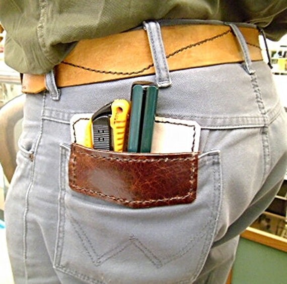 Back Pocket Protector sleeve balong brown by G2Pleather on Etsy