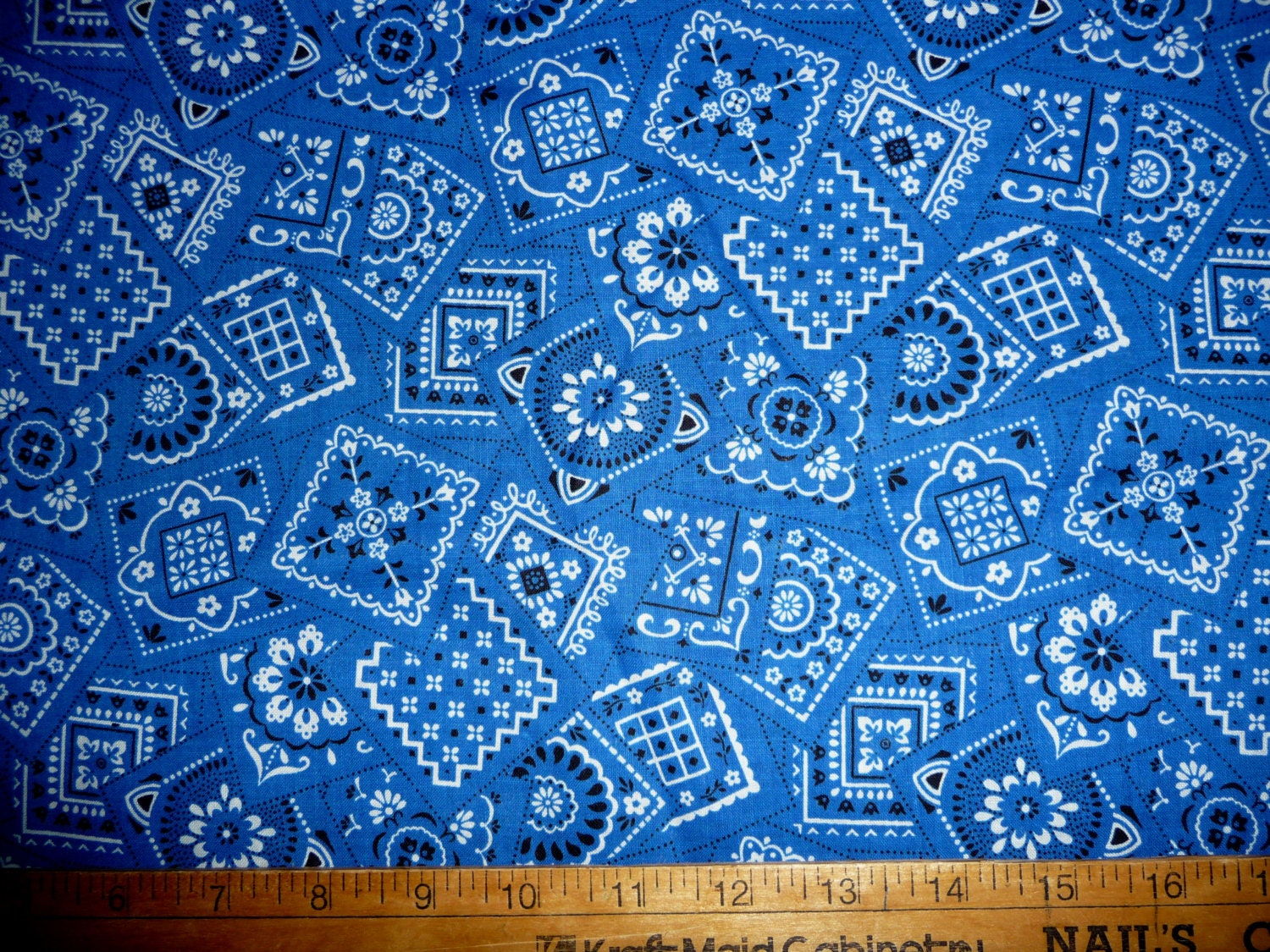 Blue Bandana Print Cowboy Western Cotton Fabric by by Sewingnook