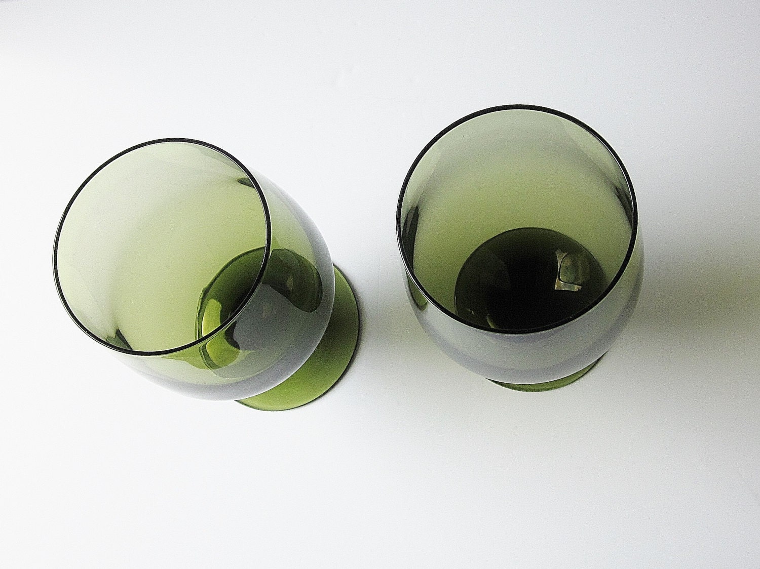 Moss Olive Green Wine Glasses Mid Century Glassware by jarmfarm