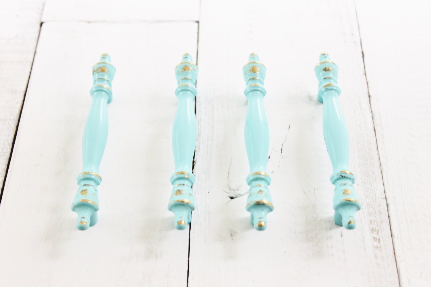 Light Blue Finial Door PullDistressedPETITE Drawer