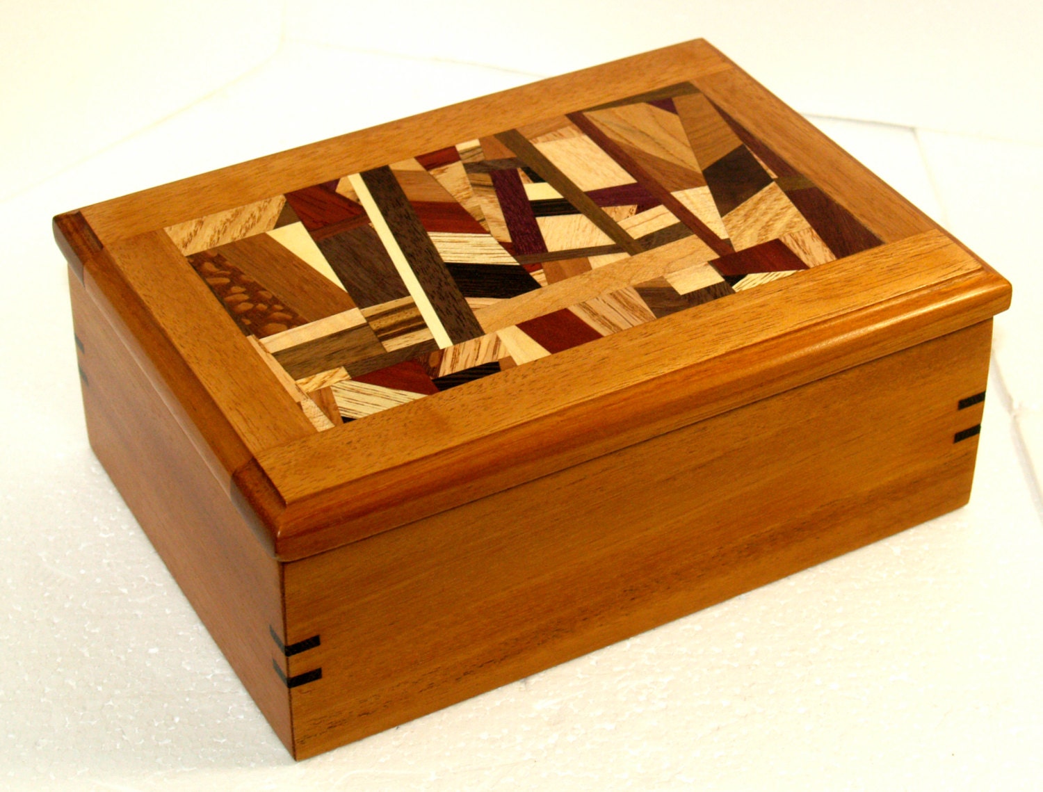 Mahogany Wood and Exotic Wood Jewelry Box Medium Wooden