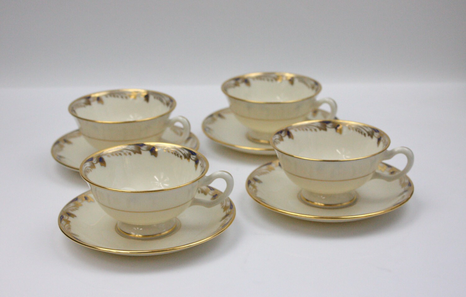 Lenox Bone China Tea Cup Set / Essex / SETS of 4 by PeriodElegance