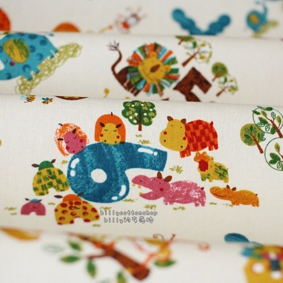 Items similar to w123 animals fabrics ( 3 color to choose) in Half