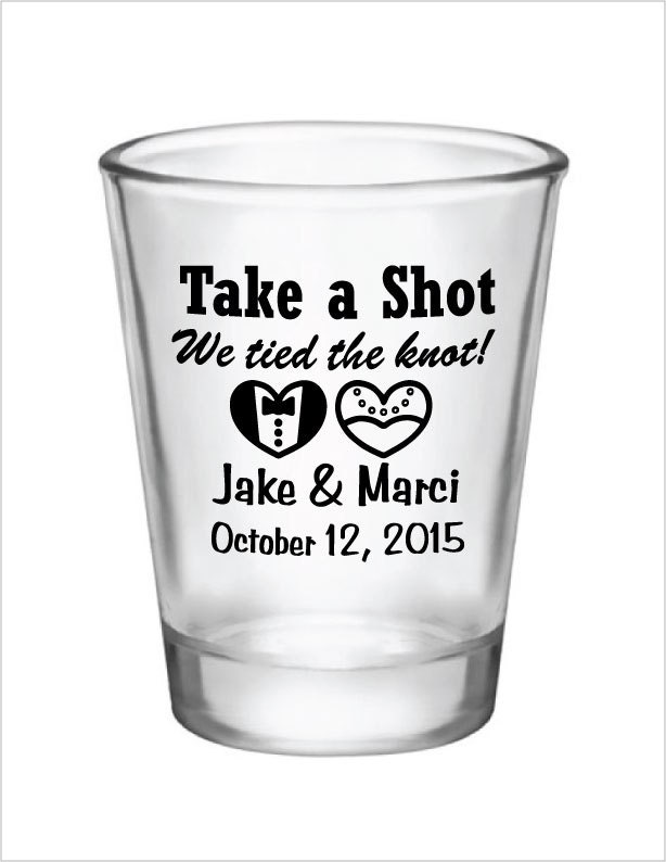 Personalized Wedding Favors 1.5oz Glass Shot Glasses 2017