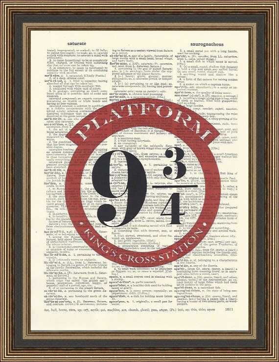 Harry Potter Platform 9 3/4 dictionary print 9 3/4 Sign Kids