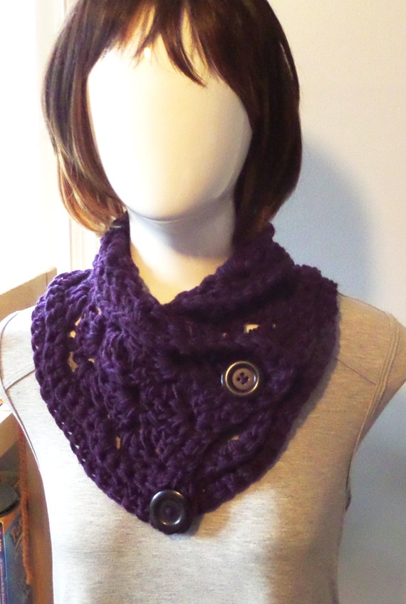 Chunky Cowl With Button Crochet Cowl Neckwarmer By Artsycrochet