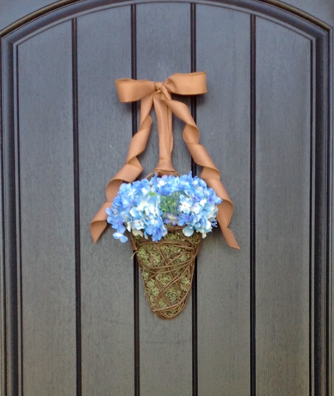 Spring Wreath Summer Grapevine Door Basket by AnExtraordinaryGift