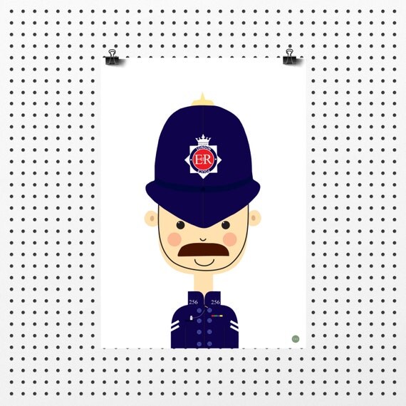 Items similar to Hello Hello Hello Chirpy British Bobby Original A4