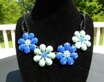 Blue Flower Statement Necklace