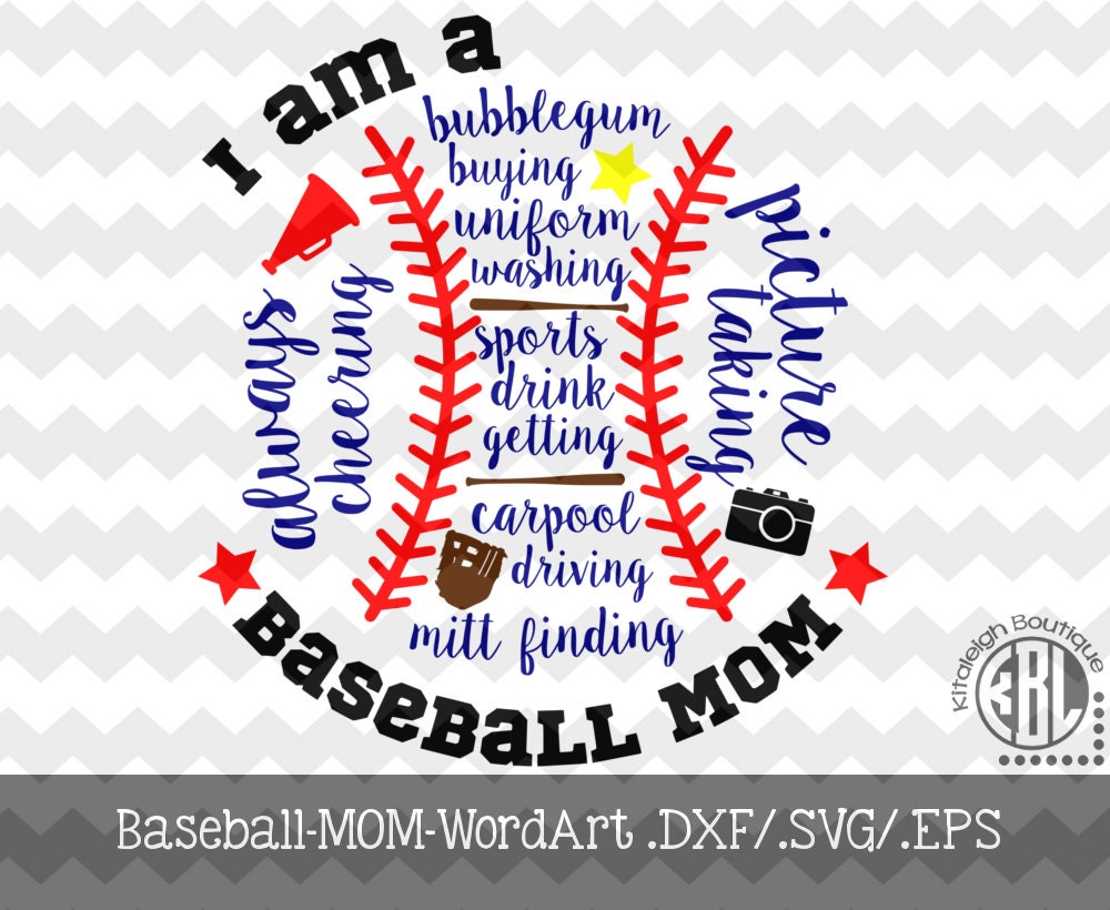 Download Baseball-Mom-Word Art Decal Files by KitaleighBoutique on Etsy