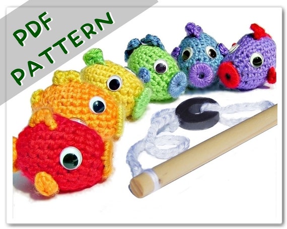 PATTERN Magnetic Fish Set PDF - Crochet Fishing Toy Instant Download
